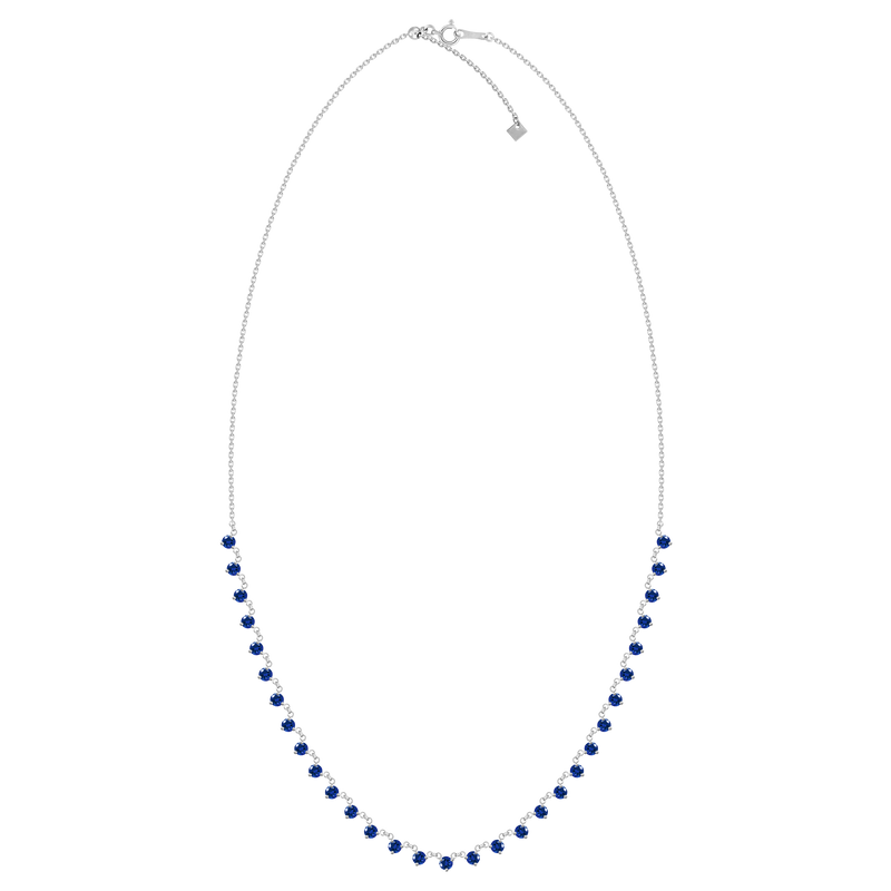 18Kt White Gold Radiant Cut Blue Sapphire Diamond Necklace – Chris Correia